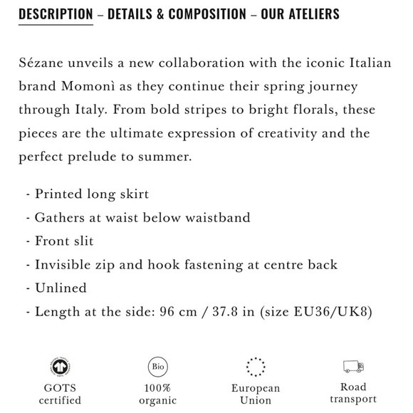 NWT Sezane x Momoni 🇫🇷🇮🇹 Adrianna Skirt - Maxi Flowers - Size 12 (FR 44) - Picture 5 of 7
